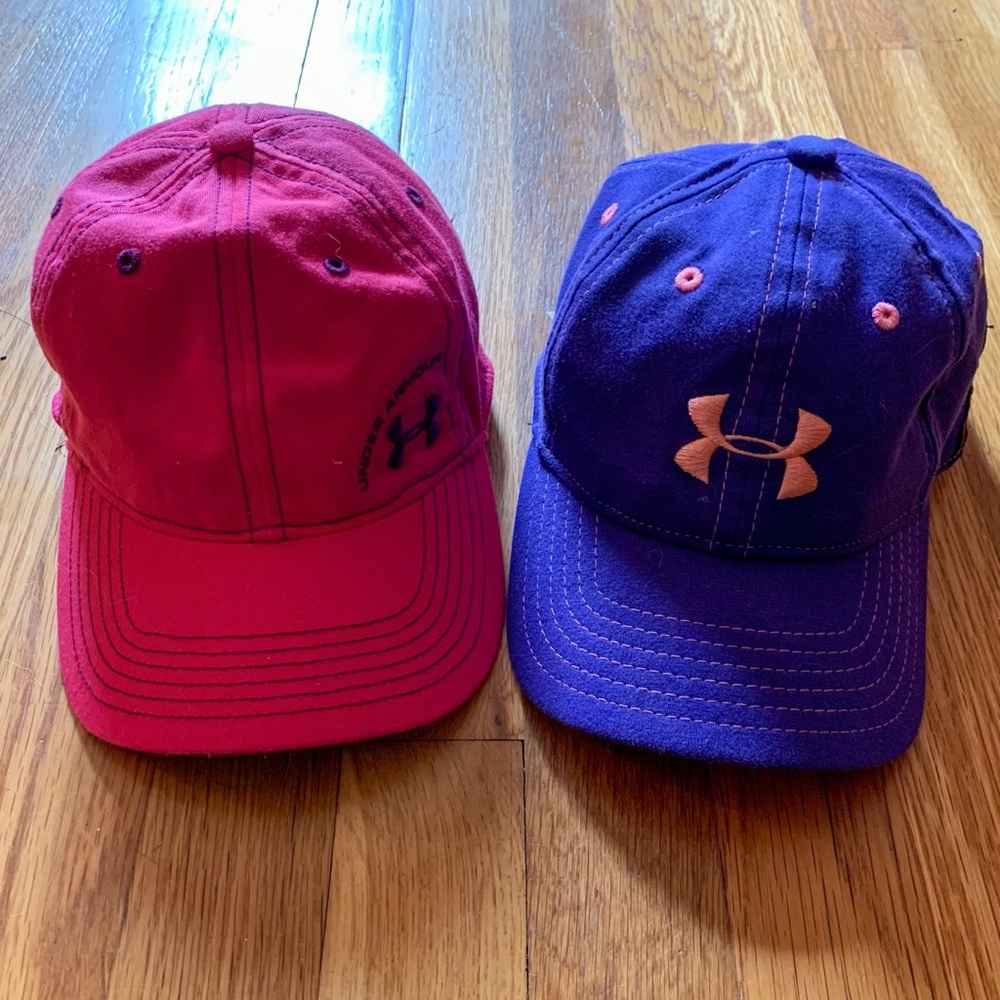 Under Armour hats - pink and purple
